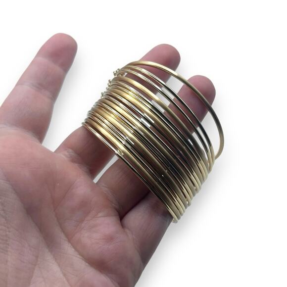 NEW Macy's Style & Co Gold Bracelet Chunky Multi Band Bolo Toggle Cuff - Picture 2 of 9